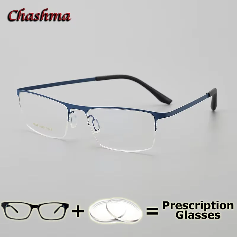 Men Optical Prescription Glasses Anti Blue Ray half Frame Myopia Lens Multifocal Progressive Glass Fashion Screwless Spectacle