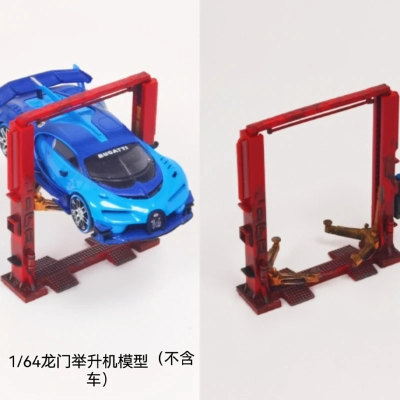 1/64 Proportional Lift Gantry Hydraulic Four Brackets Motorcycle Lift Repair Workshop Model Scene