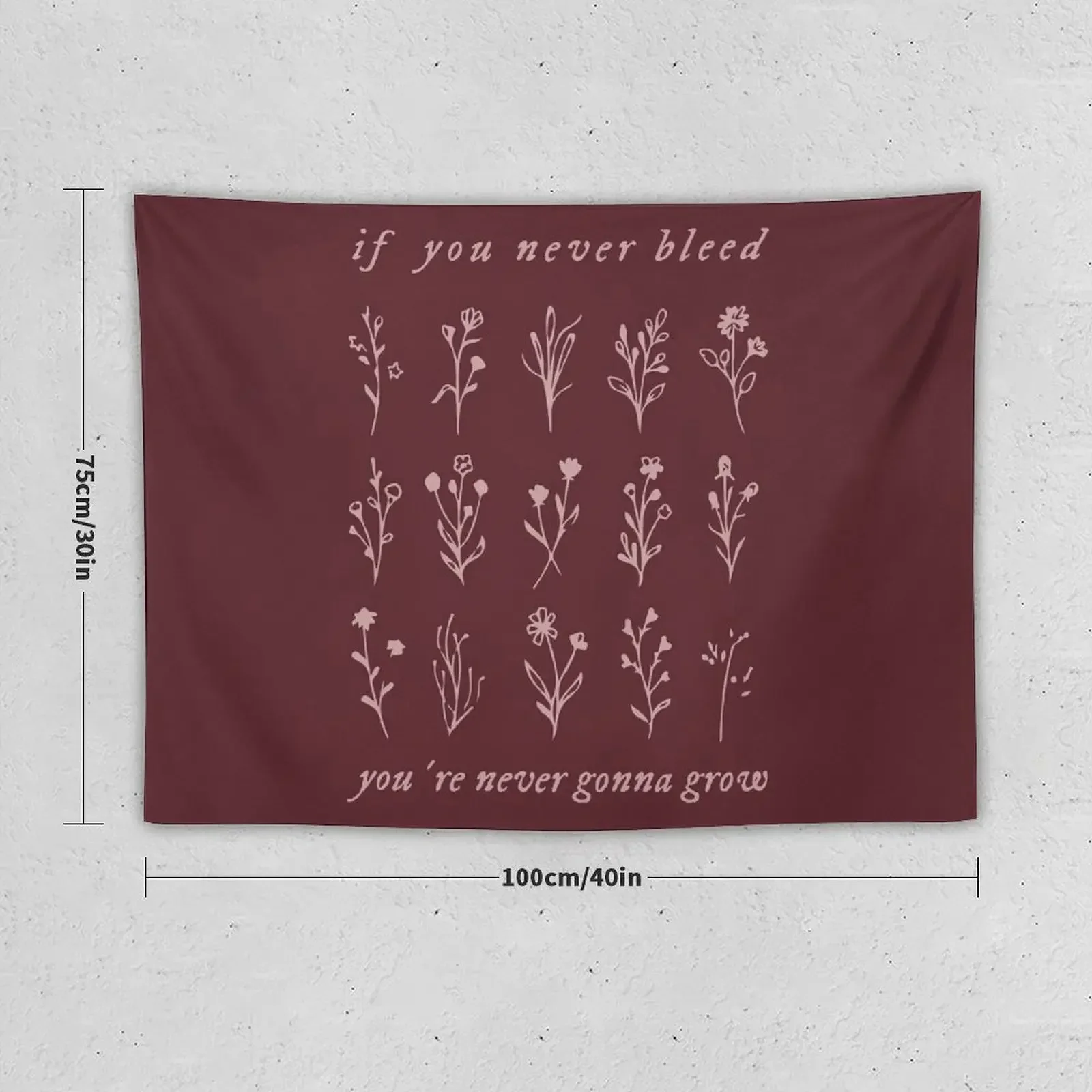 if you never bleed you're never gonna grow Tapestry Wall Mural Outdoor Decor Room Decoration Korean Style Tapestry