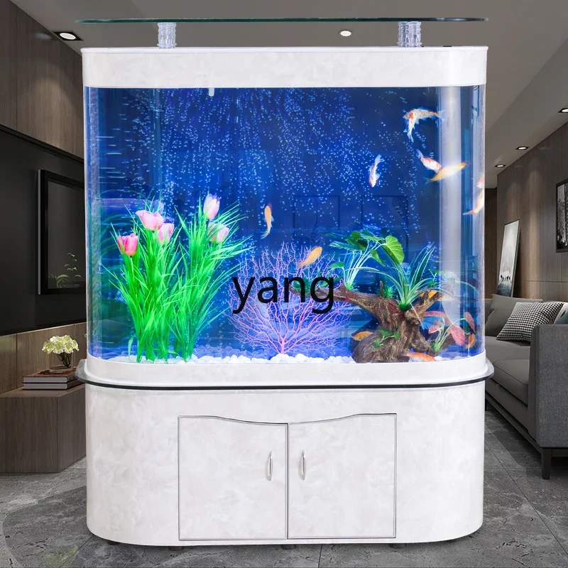

LTT double round fish tank ecological glass water-free aquarium against the wall