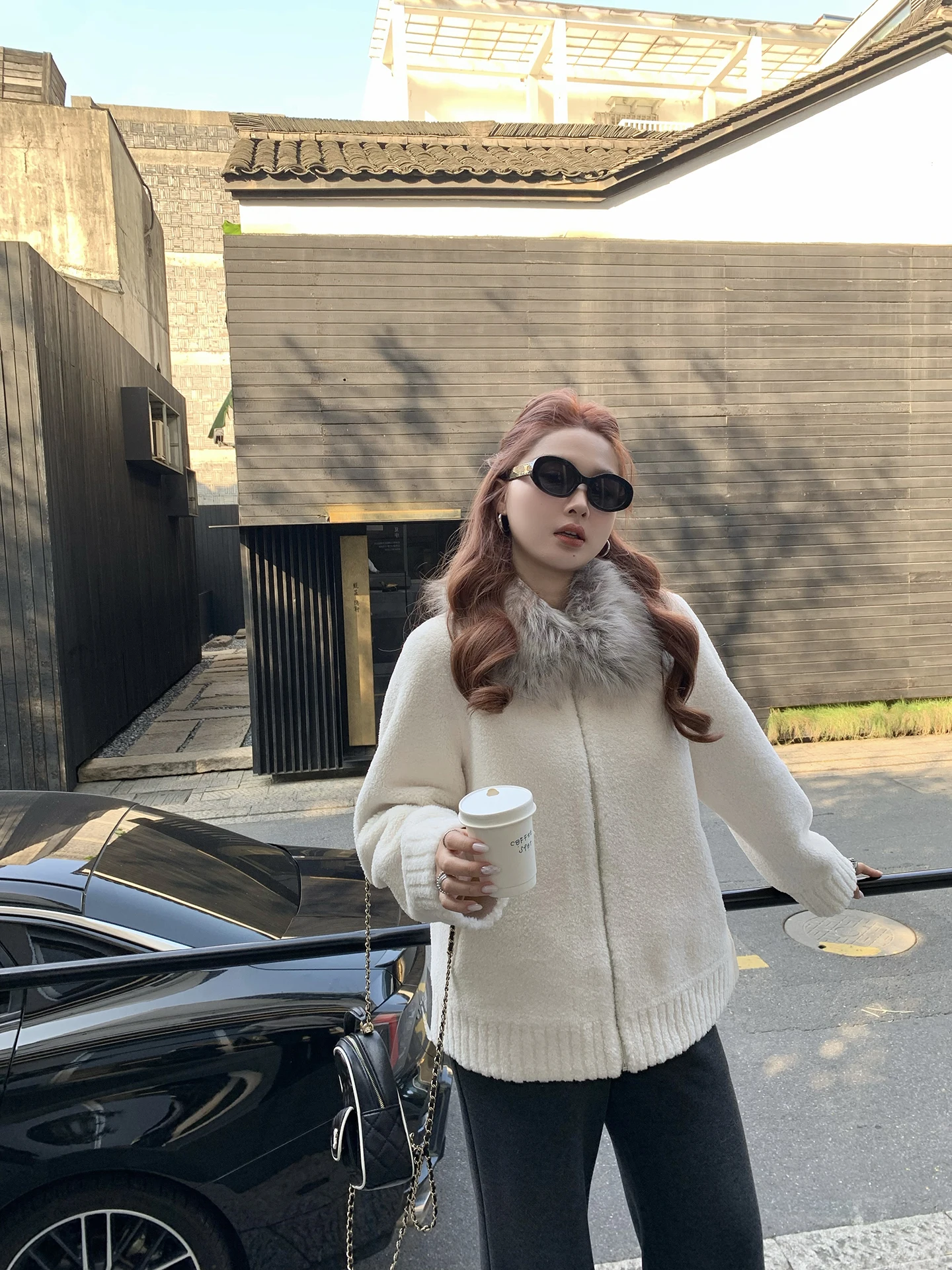 

Herwear Faux Fur Collar Leather And Fur Inteated Women's Coats Thiened Winter Outerwear Straight Tube pe Long Sve