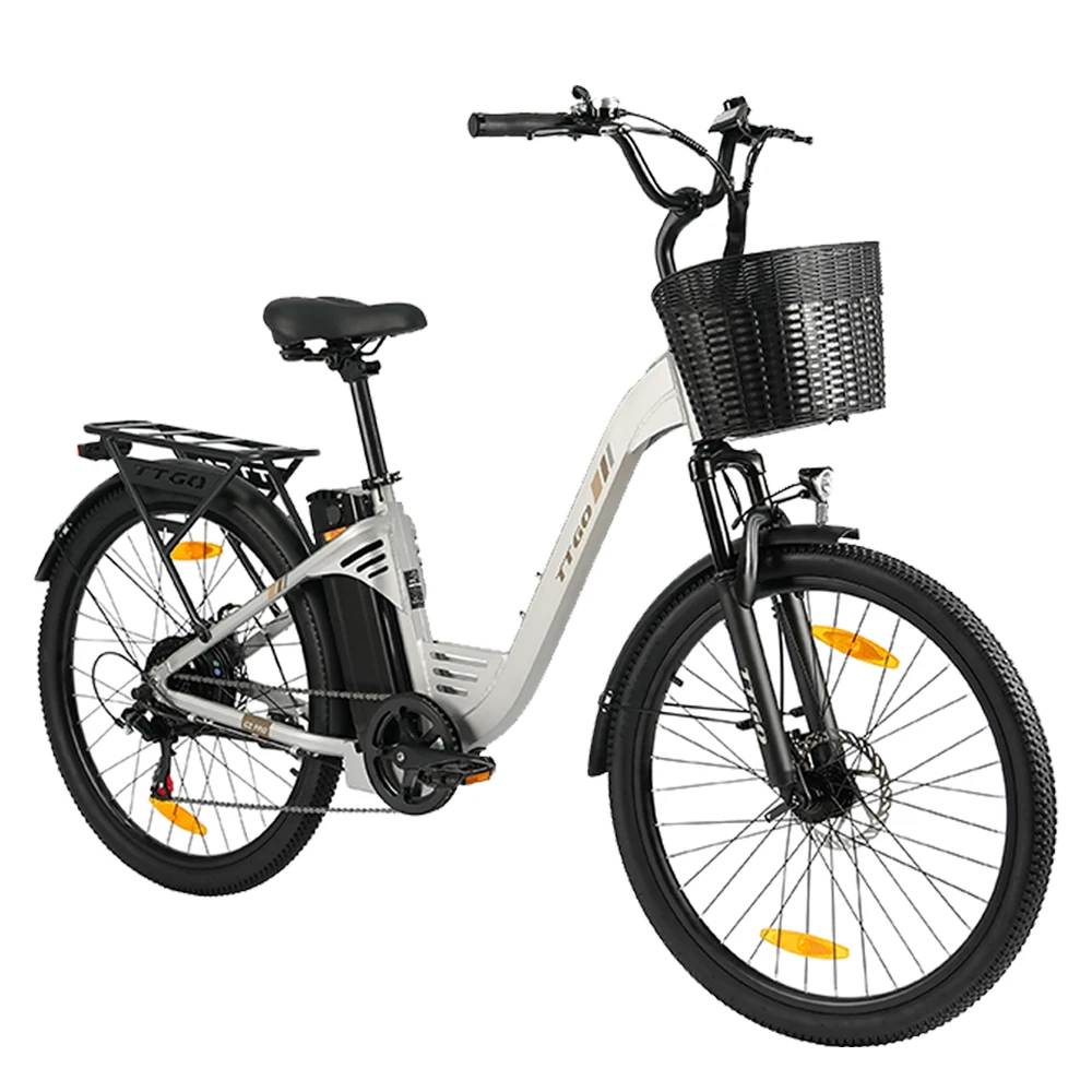 TTGO C2 PRO Rower Elektryczny dla Dorosłych 250W 36V 648WH, Aluminiowa Rama, 7 Biegów, Podwójne Hamulce Tarczowe, Rower Miejski dla Mężczyzn