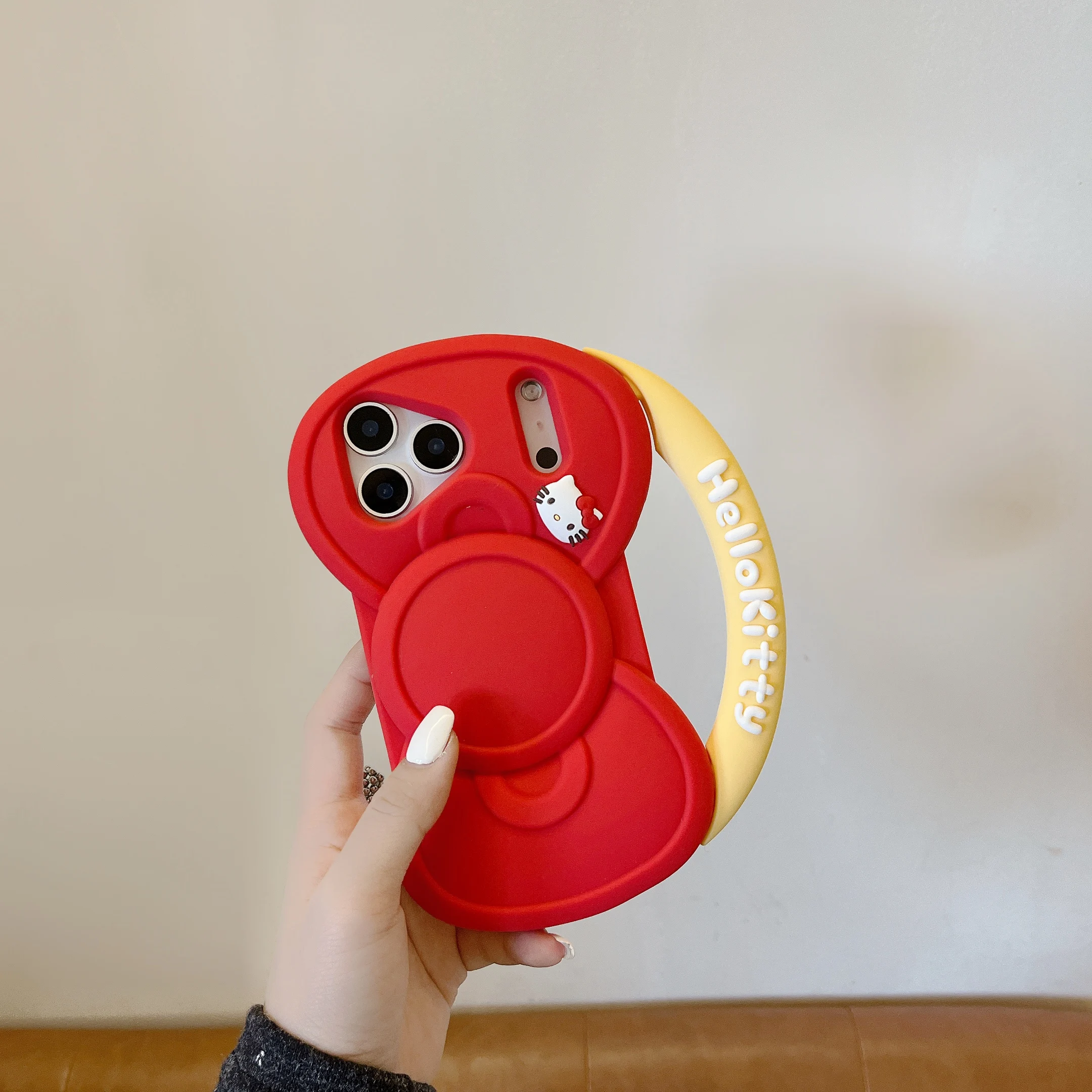 Funda cómoda antideslizante estereoscópica anticaídas para pajarita súper grande para iPhone17 16 12 13 14 15 Pro Max funda roja brillante