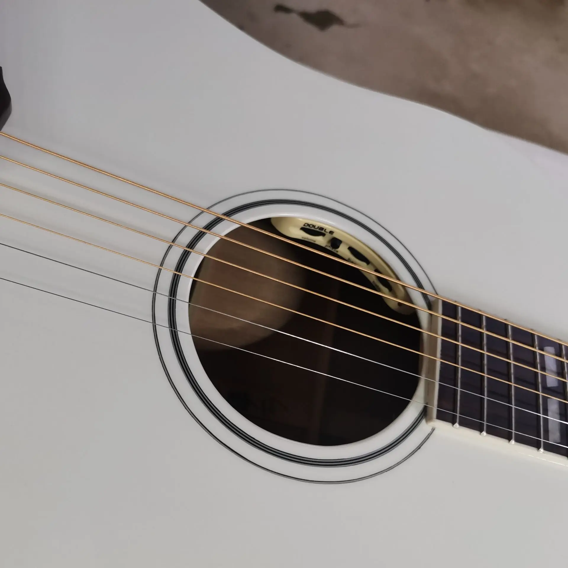 free shipping 6 string guitar white finish dreadnought acoustic electric guitar bird guitar custom build