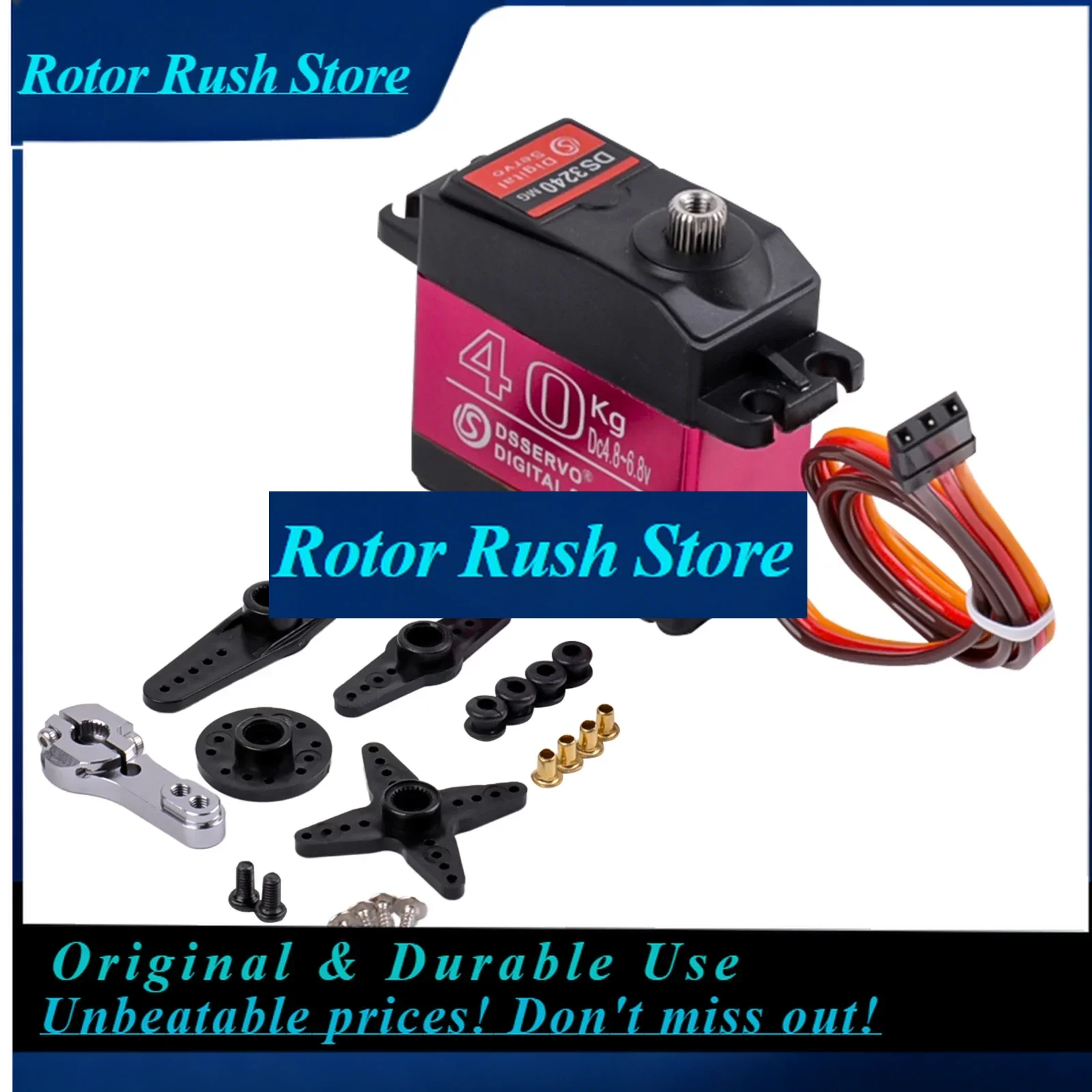 RoRuS4PCS Dsservo DS3240 6V 40kg Torque RC Digital  Waterproof IP66 180/270° Metal Gear 25T For RC Cars Robotics Enthusiast