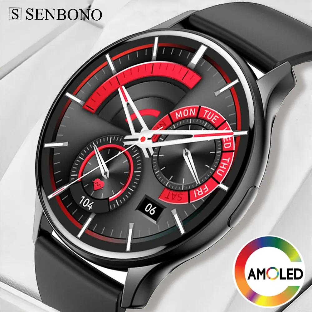 Senbono Mannen Smart Watch Hk89 1.43 Amoled Antwoord Make Call Horloge Altijd Te Zien Ip68 Waterdichte Sport Smartwatch Vrouwen Mannen