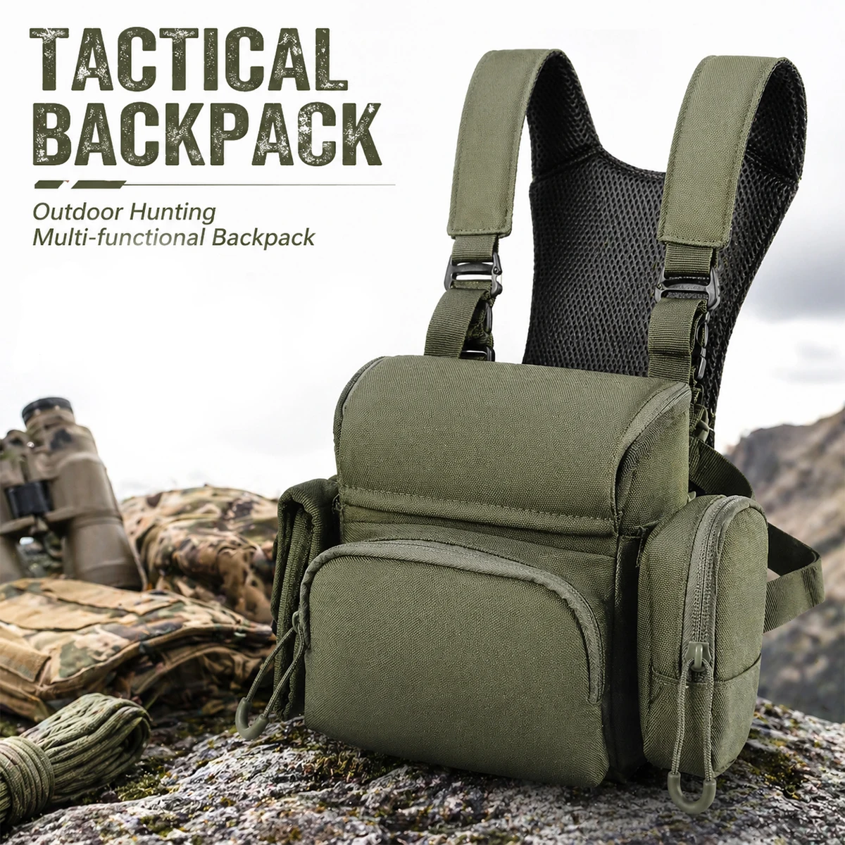 

Tactical Binocular Harness Bag Durable Waterproof Hunting Chest Pack Outdoor Military Optical Pouch for Bird Watching Hiking