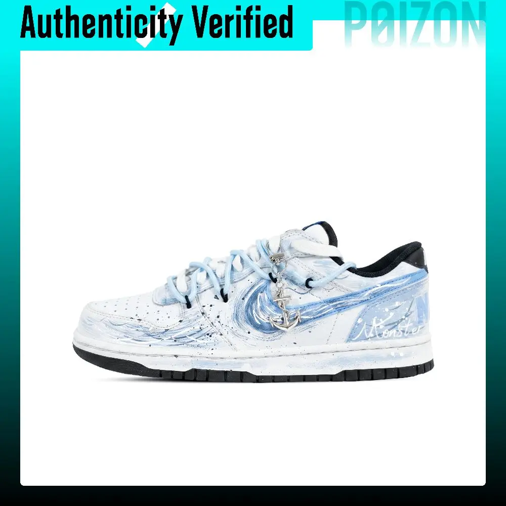 Nike Big Mountain Snow, Monster Lab Low top Skateboard Shoes Unisex White Blue 355152-107(Team445-）