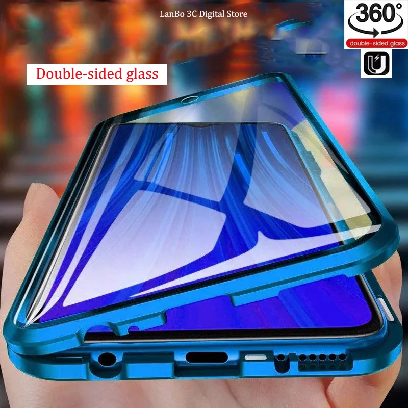 360 degree protective metal magnetic glass phone case suitable for Huawei Honor 8X 9X 20 50 60 70 80 90 100 200 Play6T Pro SE i