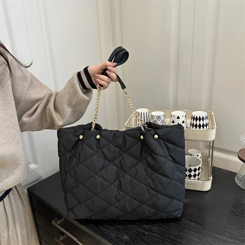 

Faionable Large Capaci Tote Bag Women's oulder Bag Diamond id Design Ci Simple Sle Pure E-commerce Ss Travel Bag