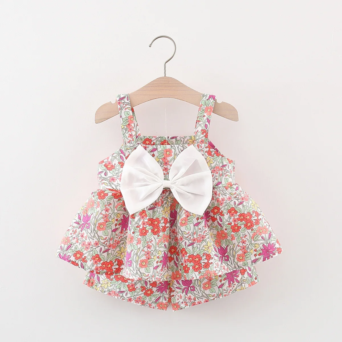 Baby Girl Set 2Pcs 2023 New Fashion Summer Tops + Shorts Flower Print Kids Girls Clothes Baby Girl Beach Clothing