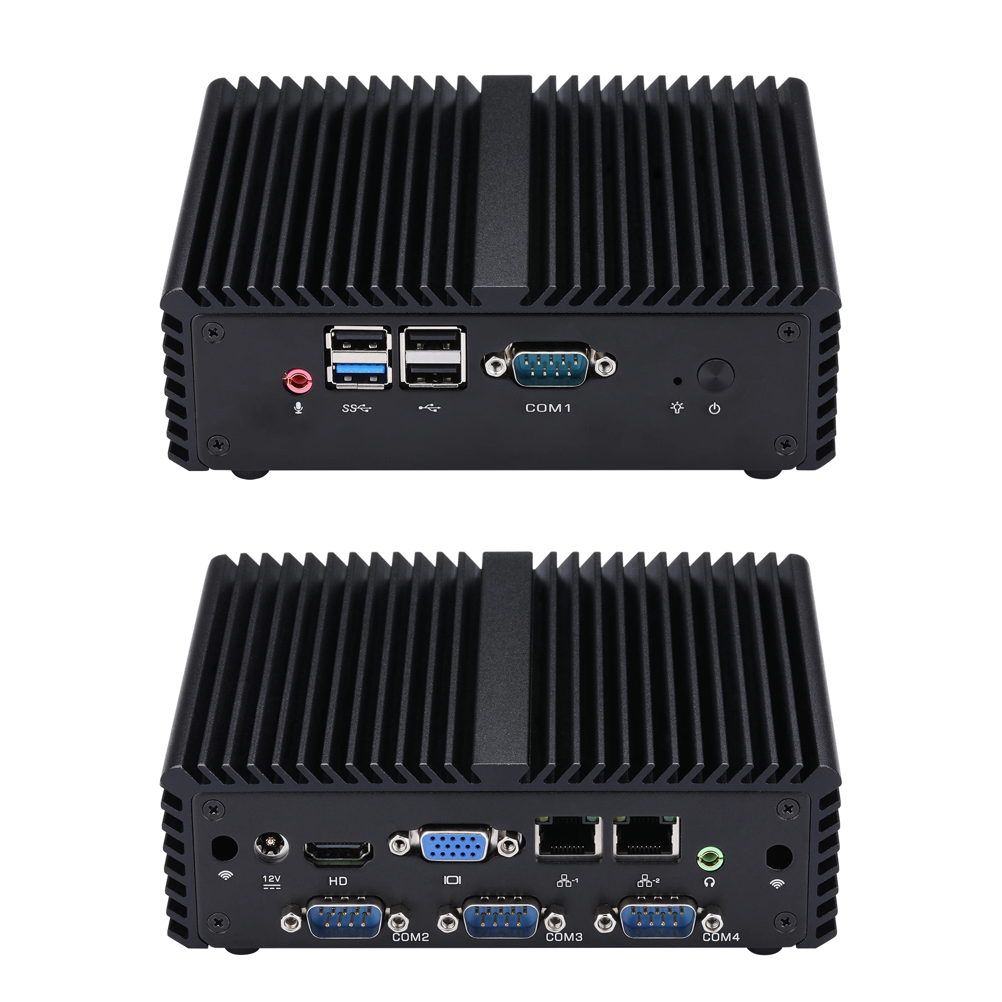 Qotom Q190P Q192P คอมพิวเตอร์ขนาดเล็กพร้อม Celeron N2920 J1900บนบอร์ด4xRS232 1080P Dual LAN fanless HTPC KIOSK