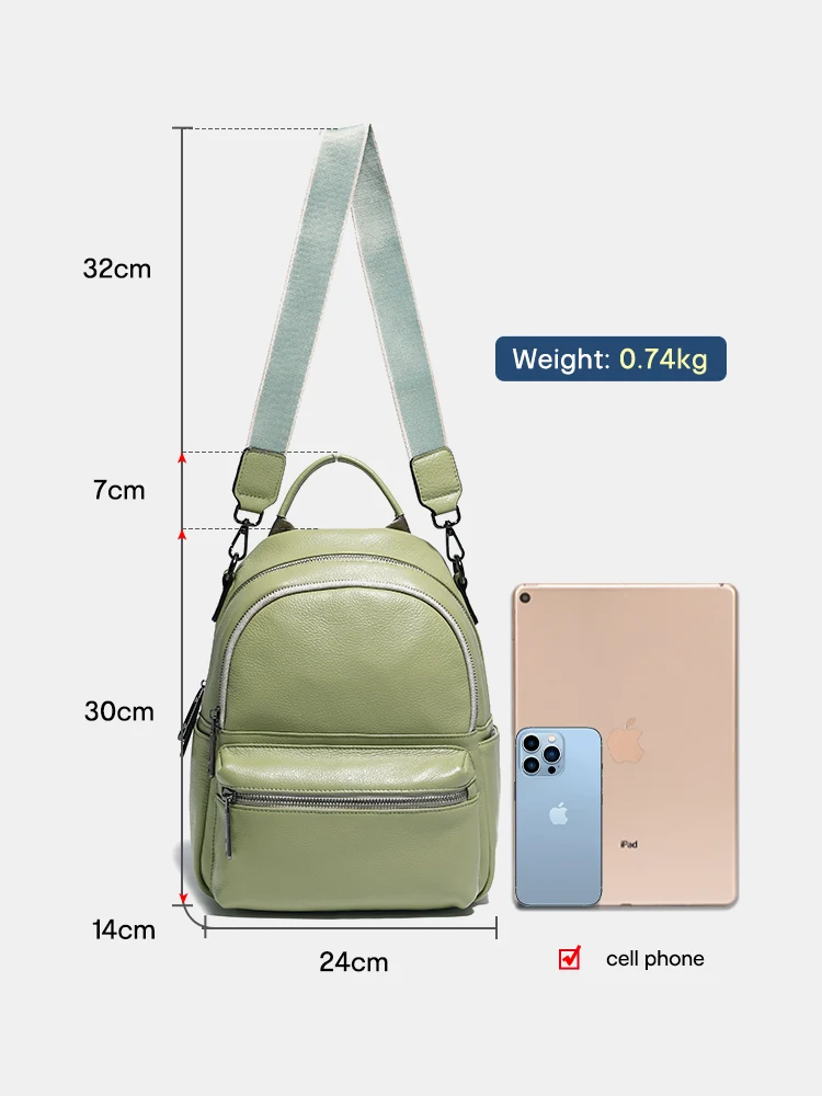 Mochila Zency de cuero genuino, bolso escolar para estudiantes a la moda de invierno, bolso de hombro de viaje para mujer, bolso de compras de alta capacidad