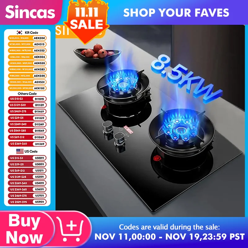Kitchen Gas Stoves Flipped Dual Stove Kitchen Embedded Nature Gas/LPG Timing Stove Desktop Dual-Use Cooktop Gas Panel Gas Cooker