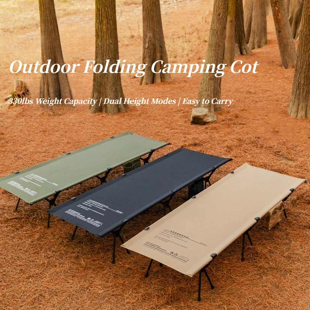 New Adjustable Height Camping Cot Aluminum Alloy Detachable Foldable Bed Portable Indoor Outdoor Dual Use Sleeping Bed