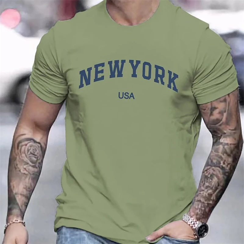 Summer Casual USA New York Letter 3d Print Men Women T-shirts Outdoor Sportwear Oversized Gym Tops Short Sleeve Tee Shirt Homme