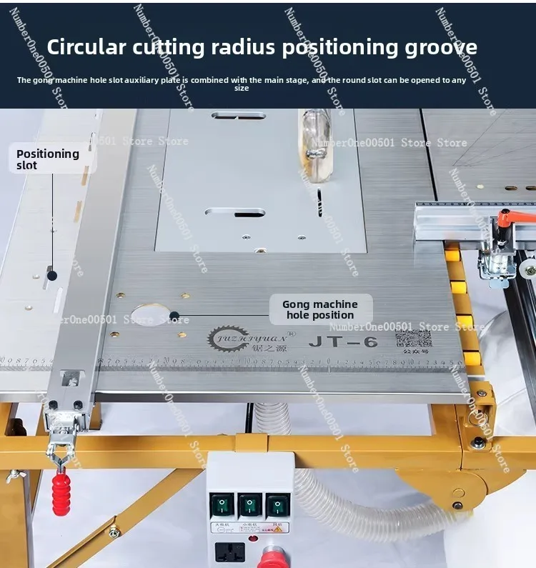 JZY JT-6 Brushless Double Blade Table Saw with Foldable Saw Table  Portable Sliding Panel Saw for Woodworking, Dust-Free