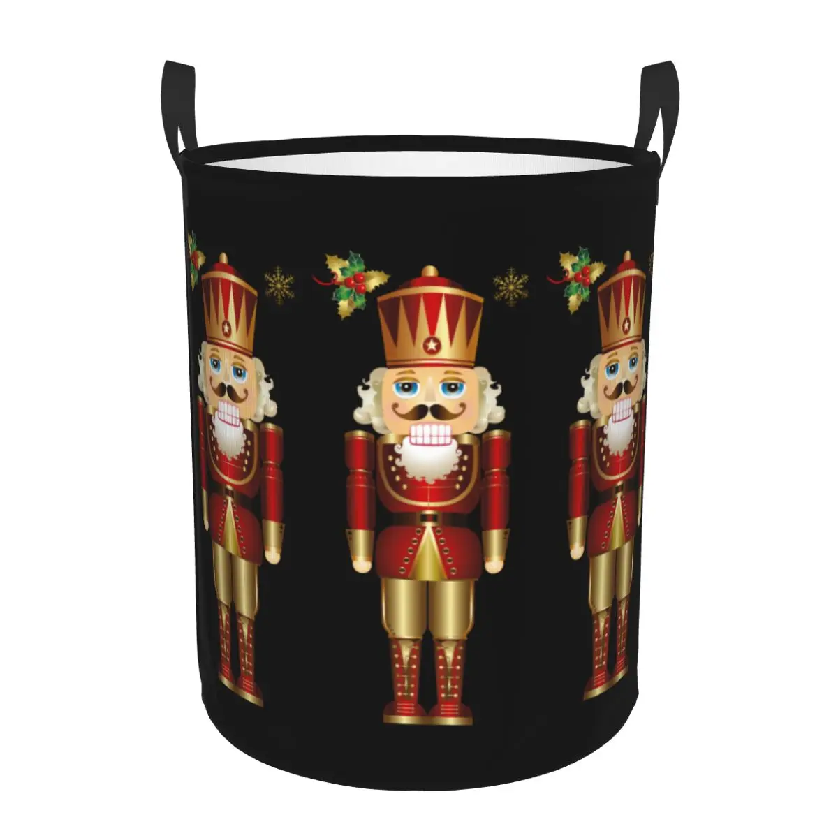 Custom Nutcracker Soldier King Laundry Basket Large Capacity Clothing Storage Bin Cartoon Christmas Nutcrackers Baby Hamper