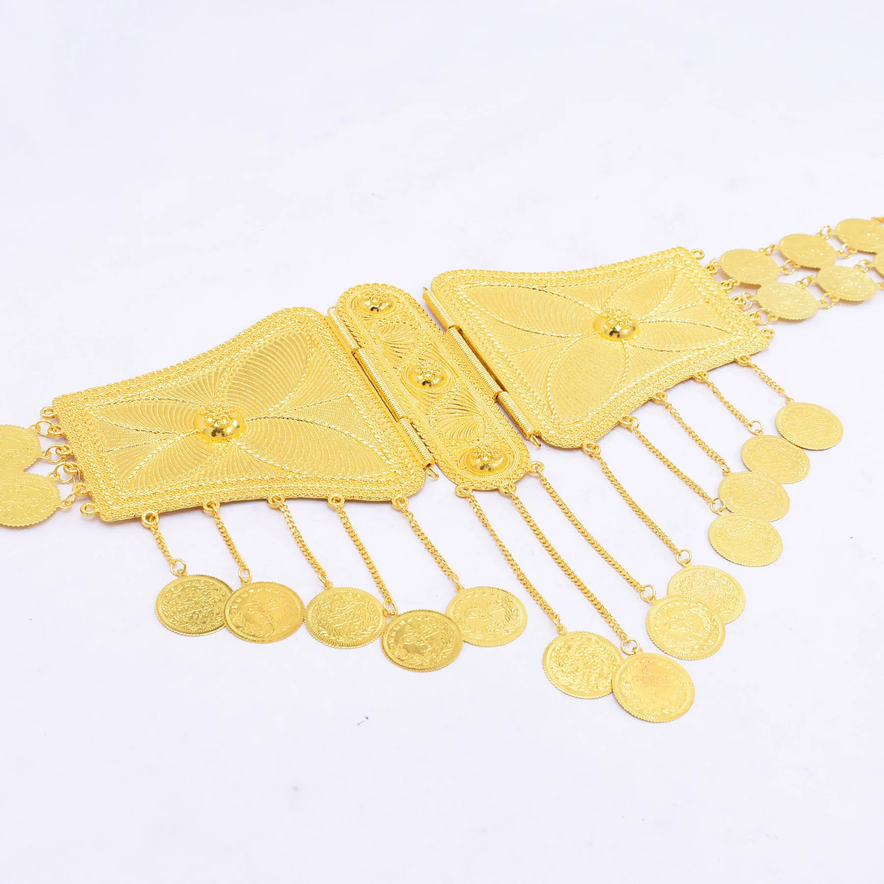 خمر سبيكة معدنية عملة شرابة تصميم الأزياء الخصر سلسلة الذهب فراشة حزام كبير التبعي الشرق الأوسط دبي المجوهرات #3