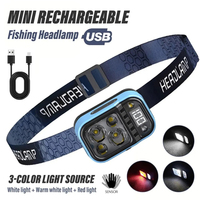 Multi-light Source Headlamp Red Light Portable LED Head Lamps Rechargeable Headlight Built-in Battery Display Waterproof Lamp