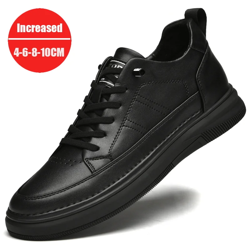 

2024 Men's Genuine Leather Sneakers Elevator Shoes Invisible Heightening Shoes 6/8/10cm Men's Casual Fashion Sneakers ﻿