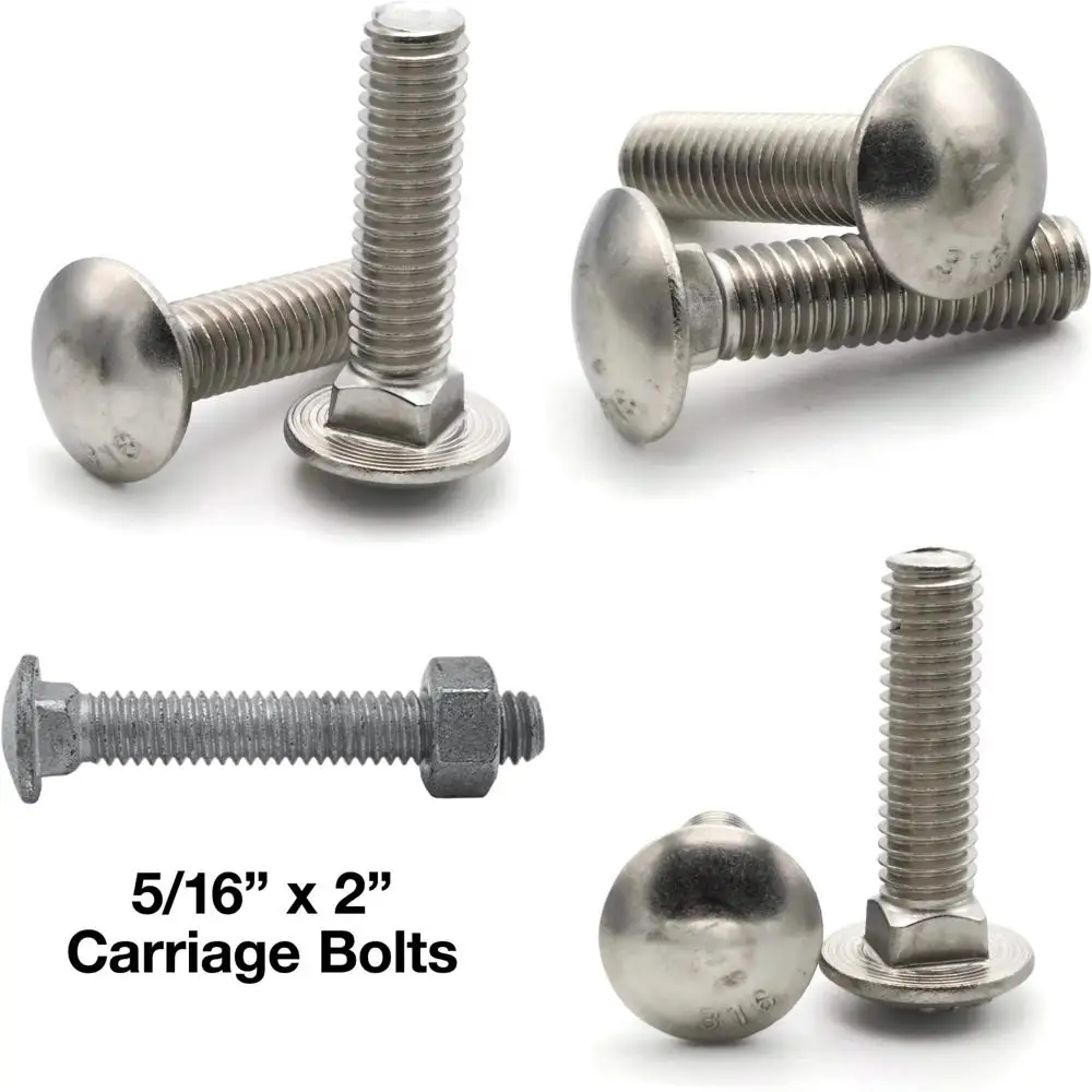 

Stainless Steel Carriage Bolts 316 Grade 3/8-16 Thread Size 3 Inch Length Pack of 25