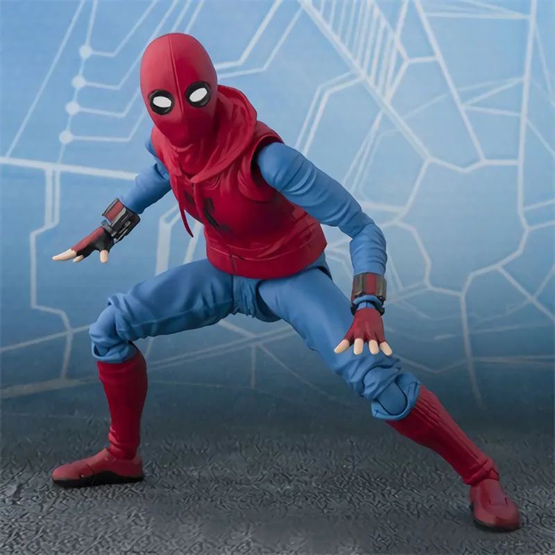 In Stock Bandai Original S.h.figuarts Homecoming Spider-man (self-made Suit) Scene Set Model Action Figure Boy Birthday Present