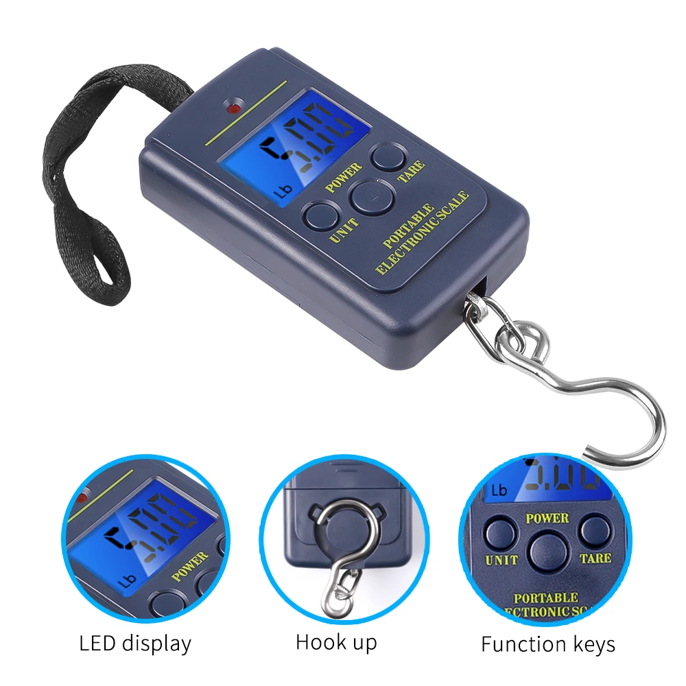 Portable 40kg/10g Electronic Hanging Digital Pocket Hook Scale Multifunctional Fishing Weight Mini Scale Luggage Outdoor Travel