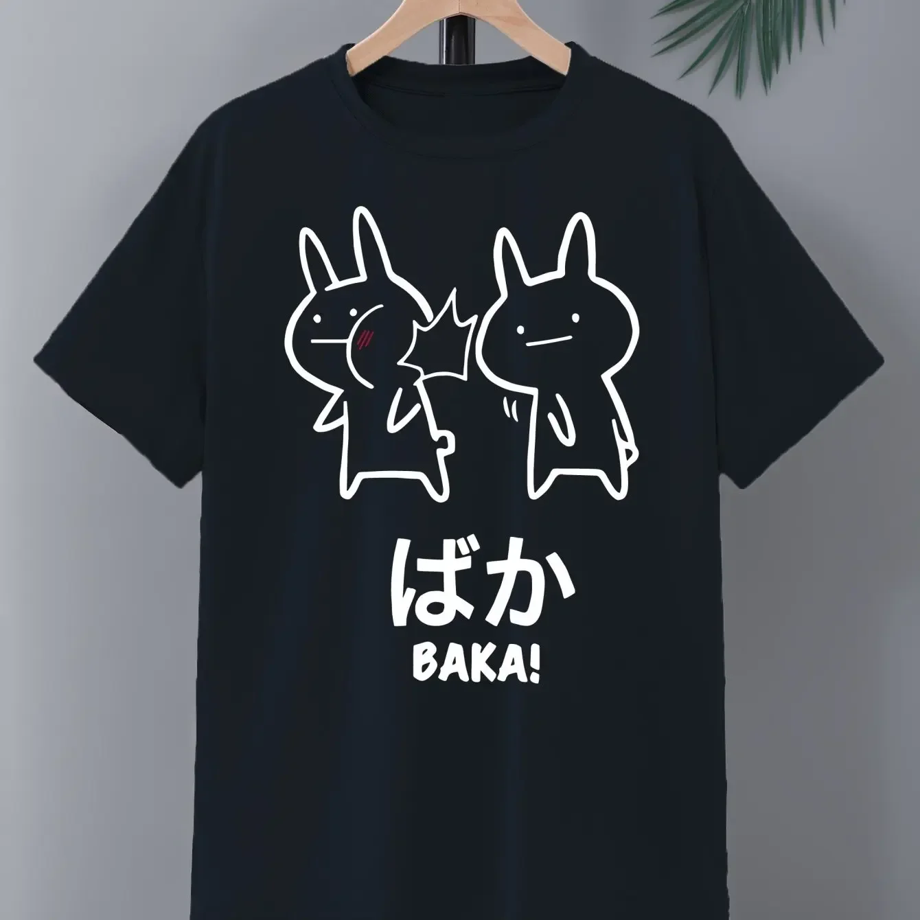 

Мужская черная футболка с Baka, удобная повседневная футболка с рисунком аниме, с коротким рукавом, забавный дизайн для фанатов аниме и манга, мужская рубашка
