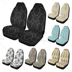 Car Seat Covers Victorian Damask Pattern Royal Black Gothic Dark Vintage Organic Set of 2 Auto Accessories Protectors Car Cover