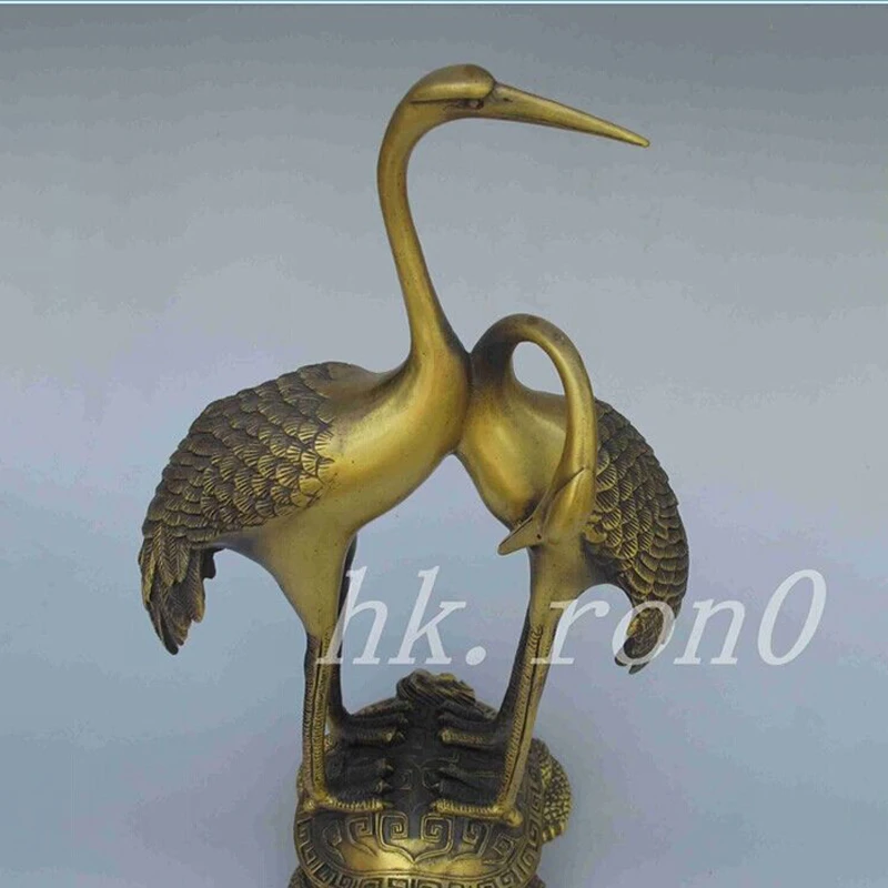 Elaborate Chinese Classical antique brass dragon turtle Cranes statue