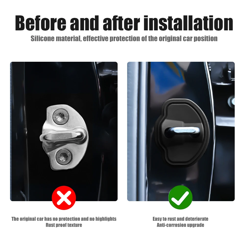 4Pcs Car Door Lock Cover Protective Decoration Case For Tesla Model 3 Highland Model S Model YL Model X Model Y Juniper Roadster