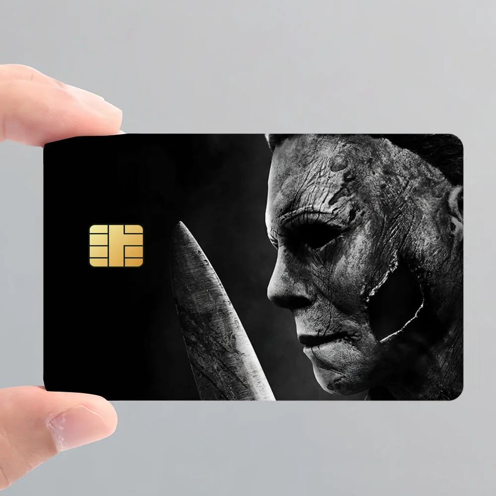 H-Halloween يقتل مايكل مايرز فيلم غطاء الجلد ملصقات بطاقة الائتمان 4 قطعة الخصم الجبهة الديكور البنك حافلة تمرير مقاوم للماء #3