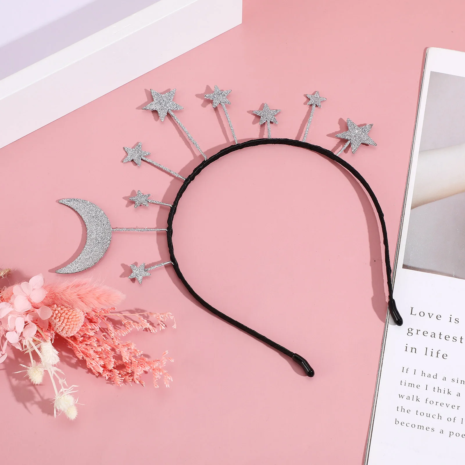 

Star Moon Hairband Girls Women Silver Glitter Headpiece Party Supplies Christmas Cosplay Costume Accessories Creative Gift Hair