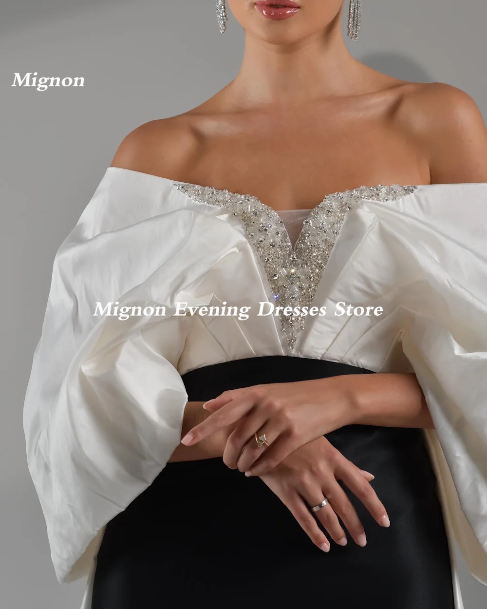 Mignon-vestido de satén con hombros descubiertos para mujer, traje de graduación con lentejuelas, largo hasta el suelo, Formal, con volantes, elegante, para fiesta de noche, 2023