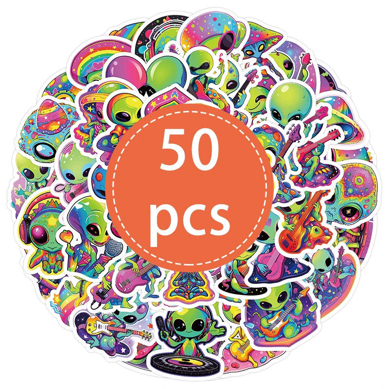 50 قطعة الكرتون الغريبة ET الكتابة على الجدران ملصقات DIY بها بنفسك الاطفال الشارات اللعب سكرابوكينغ الهاتف المحمول الغيتار زجاجة ماء ملصق مزخرفة #2
