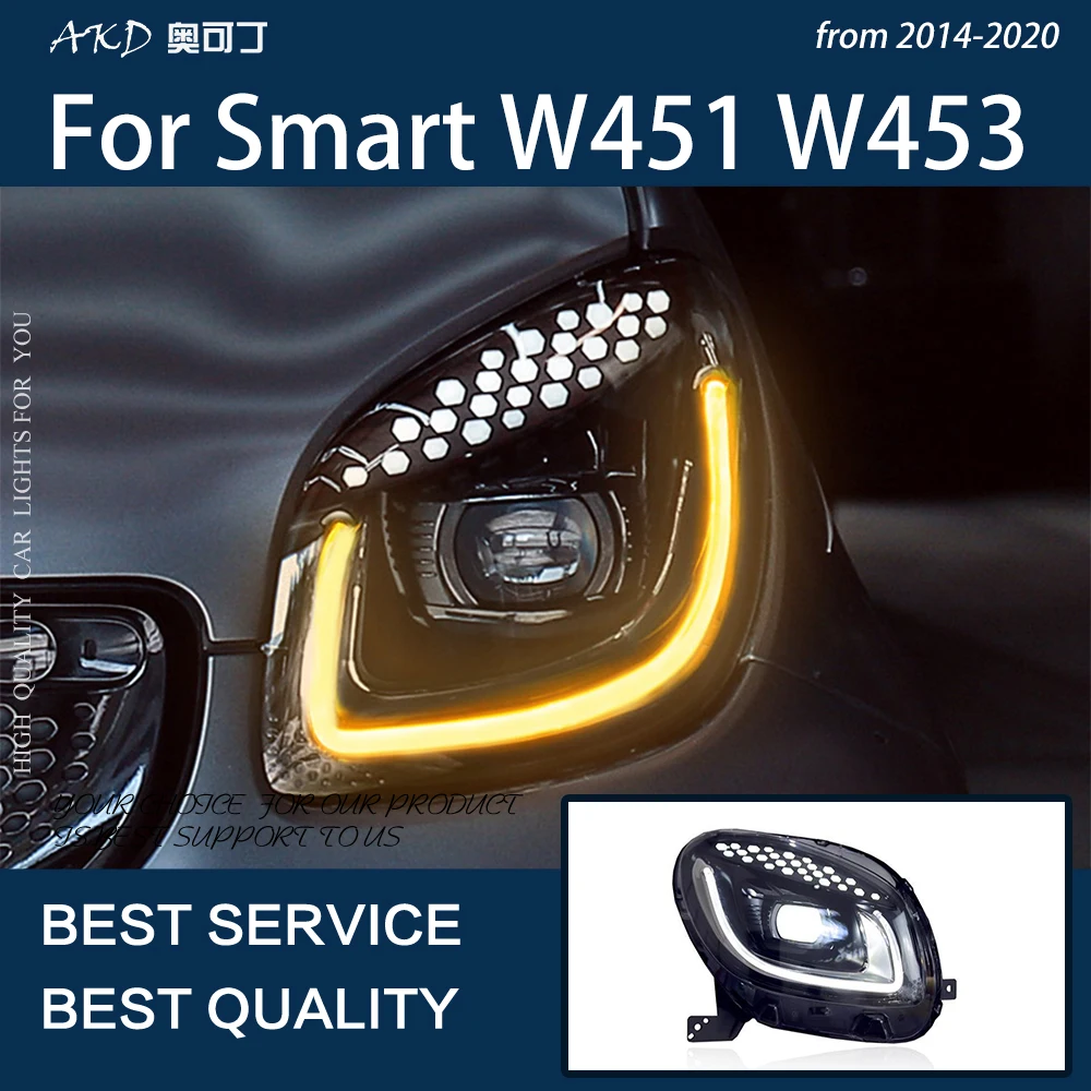 Car Lights For Smart Fortwo Forfour 2014-2020 W453 W451 LED Auto Headlight Assembly Gypsophila Design Projector Lens Accessories