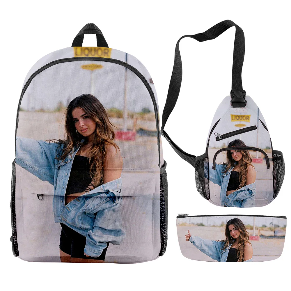 

Classic Fashion Addison Rae influencer 3D Print 3pcs/Set pupil School Bags Trendy Travel Laptop Backpack Chest Bag Pencil Case