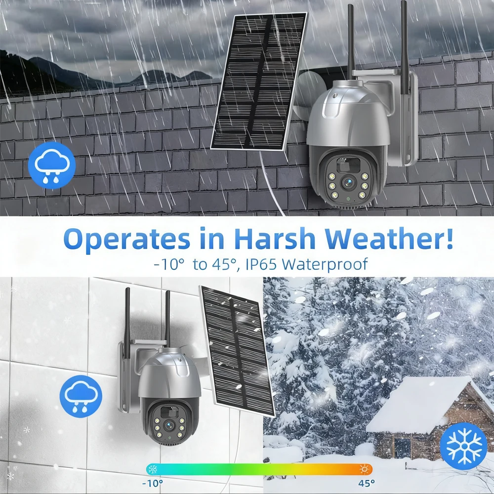 5MP Full HD WiFi Solar Panel Wireless PTZ Camera Outdoor Security WIFI  Solar Powered CCTV Camera