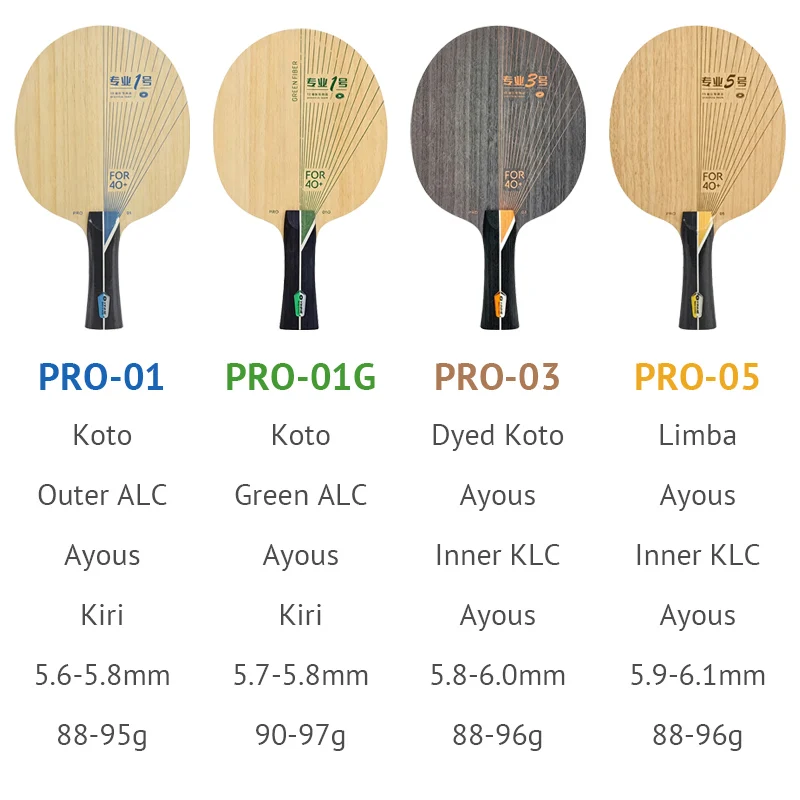 YINHE PRO Series Table Tennis Blade Pro 01/01G/03/05 Ping Pong Blade Base Board 5+2 ALC Fiber Original Packing Box view 2