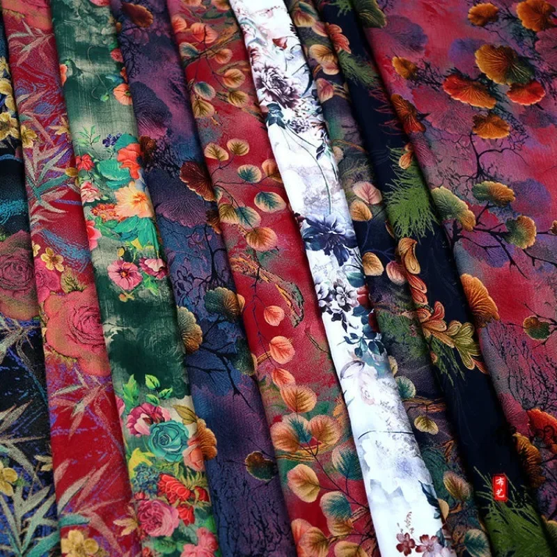 Printed Rayon Fabric By The Meter for Needlework Clothes Dresses Pajamas Shirts Diy Sewing Soft Smooth Breathable Summer Cloth