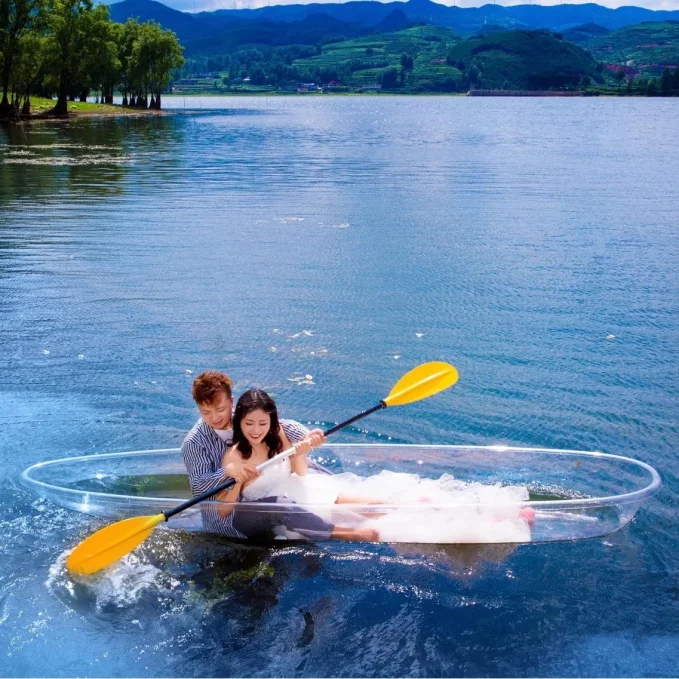 

Romantic PC Transparent Double Boat For Kayaking Canoeing For Ocean Waters Drifting Outdoor Activities For Sea Lake Adventures