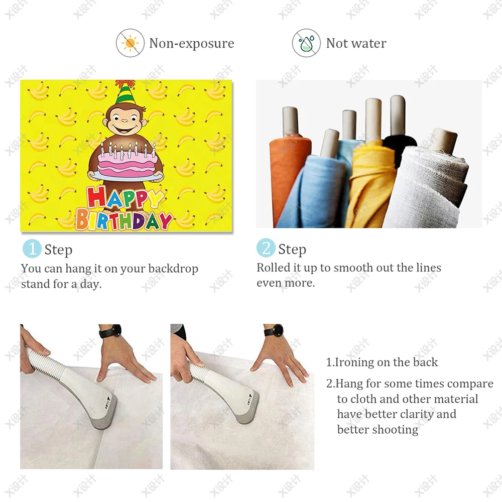 لطيف الكرتون جورج القرد خلفية الأطفال حفلة عيد ميلاد راية لوازم الديكور هدايا حفلات الطفل الفينيل صورة تبادل لاطلاق النار الدعامة