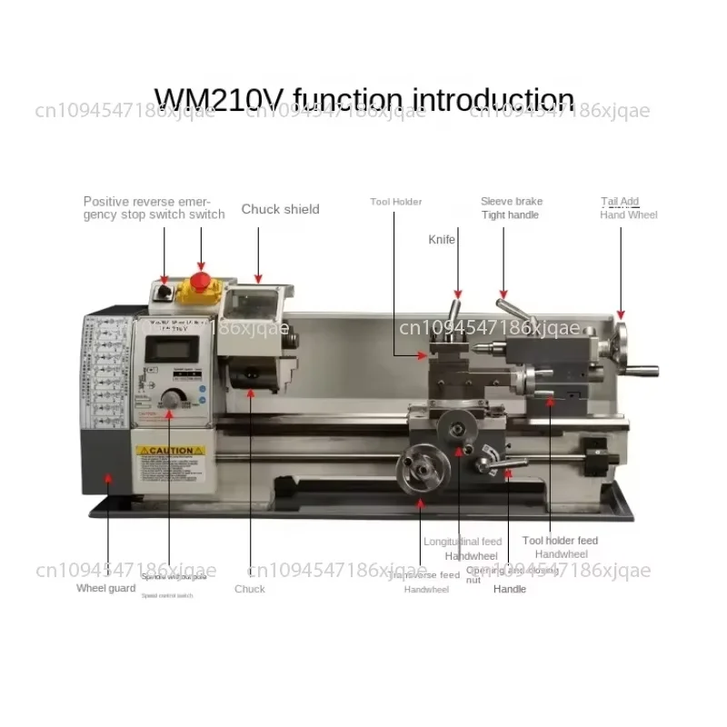 WM210V high precision infinitely variable speed 0618 low noise multifunctional lathe 210*400 with luxury accessories 1.1KW