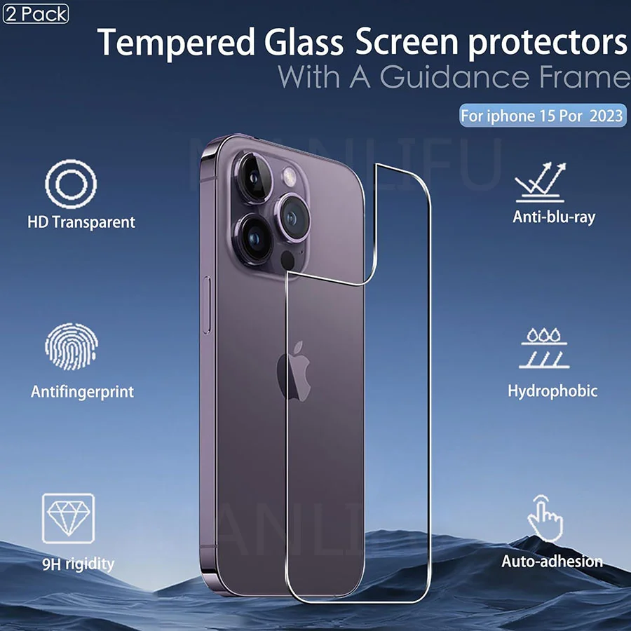 2 Pcs Back Protector Ultra HD Glass for iphone  13 14 15 Anti-Scratch Screen Protector Compatible with iPhone 13 14 15 Pro Max