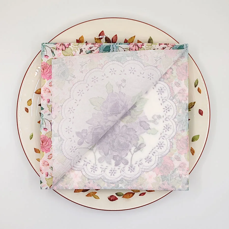 10/20 قطعة 33 سنتيمتر 2Layer الإبداعية زهرة المناديل الطرف الديكور الأنسجة الإبداعية معلقة ورقة مطعم ورقة DIY Decoupage ورقة