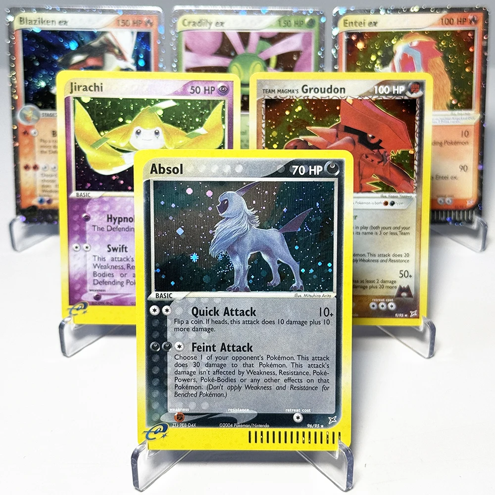 Juego PKM Team Magma vs Team Aqua, Cartas Raras DIY PTCG, Absol, Jirachi, Groudon, Blaziken, Cradily, Entei, Raikou, Swampertex de TEAM MAGMA