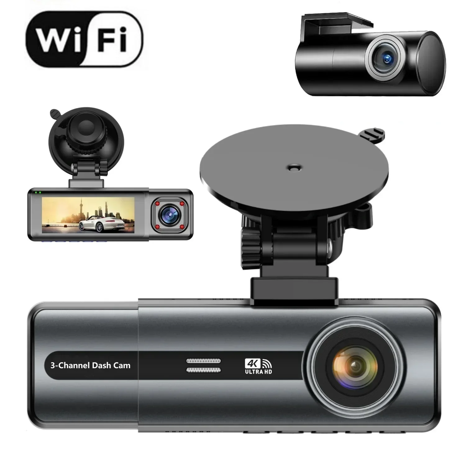 2026 New 2026 New 1440p WiFi Camera Dash Cam Dvr Car Black Box Car Camera 3 Channel Dash Cam
