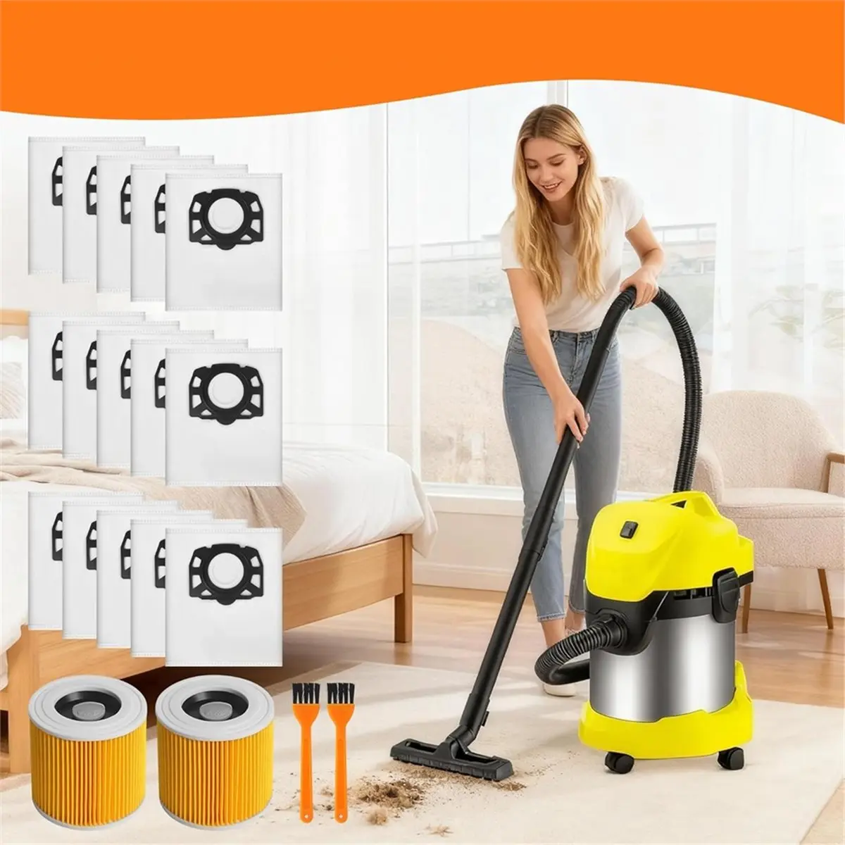 Bolsas de aspiradora KFI 357 para batería WD2 Plus /WD3/ WD3 / SE 4001 / SE 4002 / aspiradora en seco 2.863-314.0
