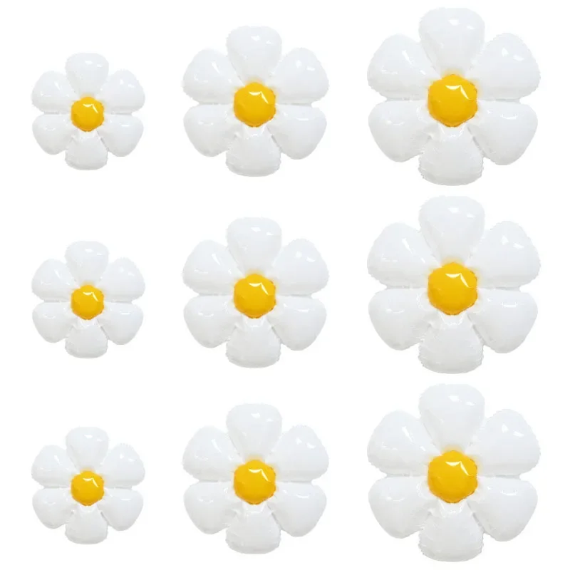 

3/5Pcs White Daisy Flower Foil Balloon Plumeria Helium Ball Wedding Kids Birthday Party Decoration Baby Shower INS Photo Props